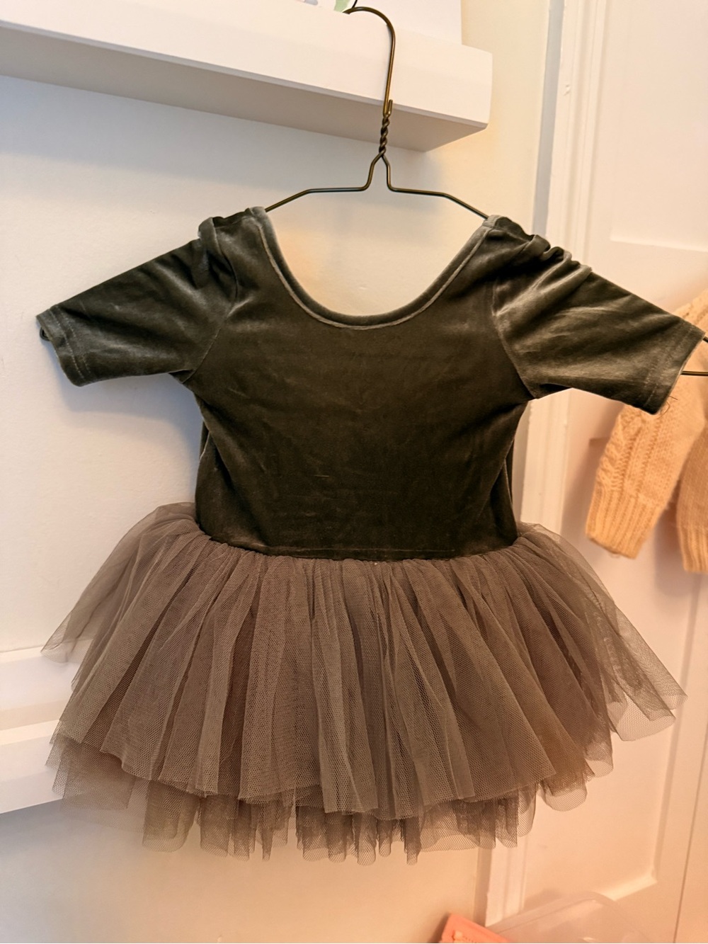 Noralee Thea Velvet Tutu Tulle Dress - Olive Green - worn once